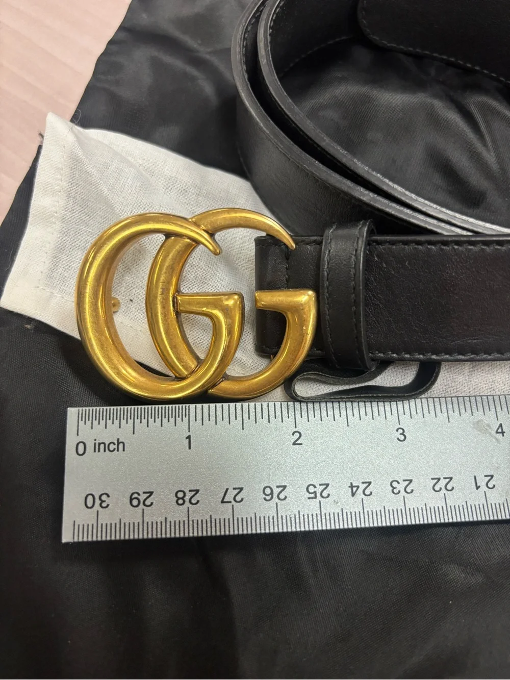Gucci Black Leather Belt with Gold Double G Signature Buckle